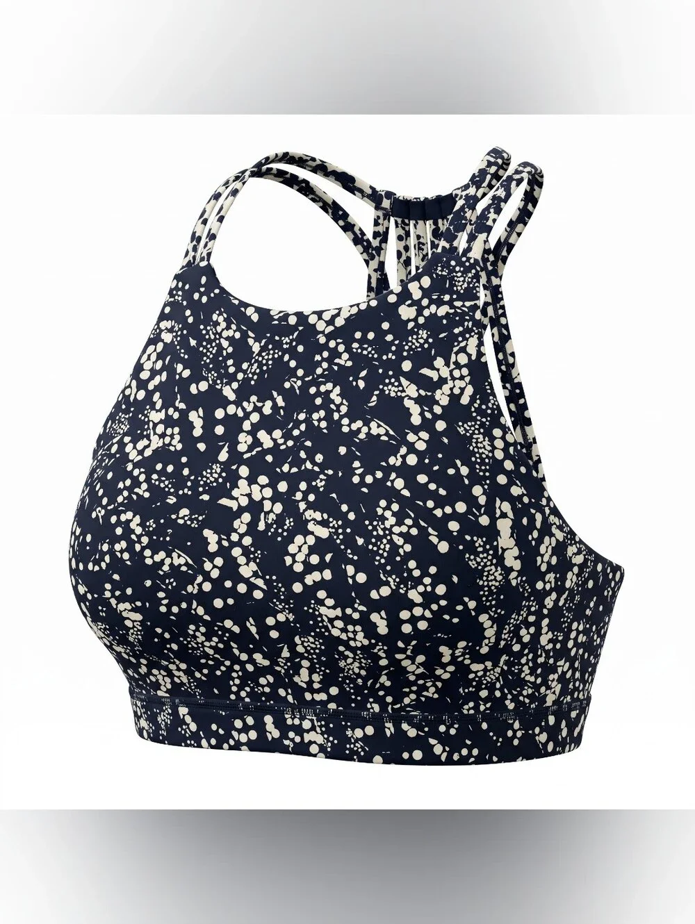 Lululemon Free to Be Serene High Neck Bra Night View White Black Size 4